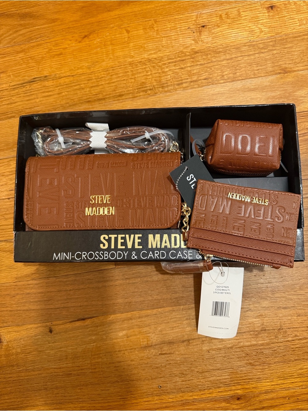 Steve Madden Rust Brown Embossed Mini Crossbody Set